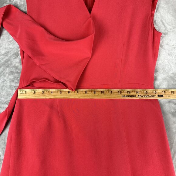 Valerie Stevens 100% Silk Dress Women's 8 Coral Pink Wrap‎ Top Side Tie (0971) - Picture 10 of 11